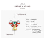 925 Silver Merry Christmas Jingle Bell Charm for Bracelet DIY Beads Bijoux