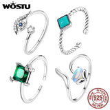 925 Silver Open Ring Finger Adjustable Wedding Rings for Women