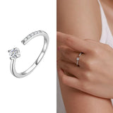 925 Silver Open Ring Finger Adjustable Wedding Rings for Women