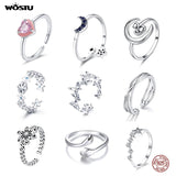 925 Silver Open Ring Finger Adjustable Wedding Rings for Women