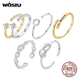 925 Silver Open Ring Finger Adjustable Wedding Rings for Women