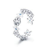 925 Silver Open Ring Finger Adjustable Wedding Rings for Women