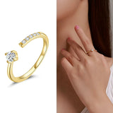 925 Silver Open Ring Finger Adjustable Wedding Rings for Women