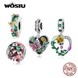 925 Silver Butterfly & Flower Bird Charm Beads Pendant for Bracelet