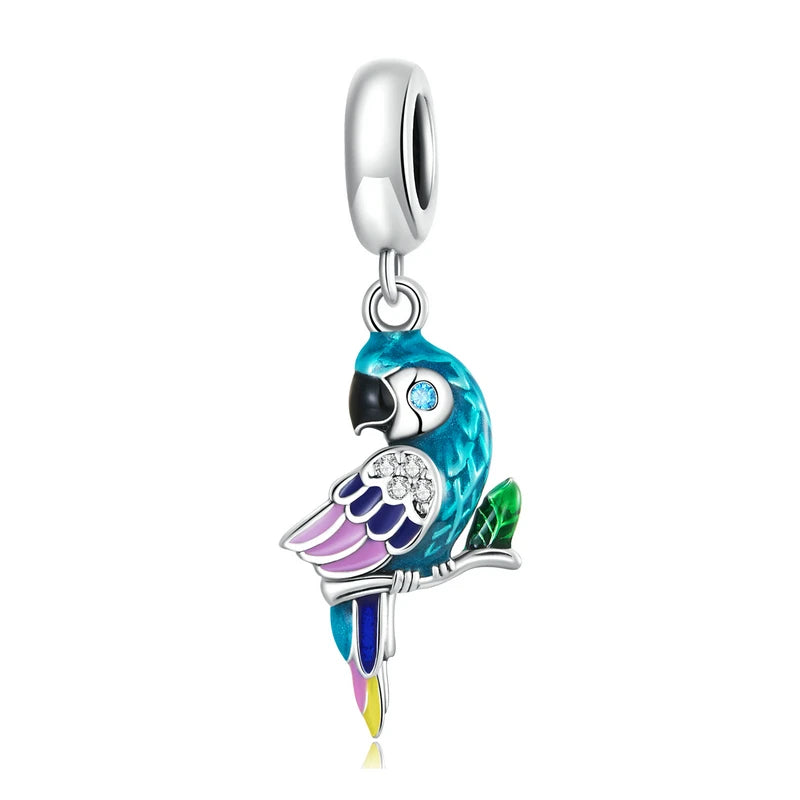 925 Silver Butterfly & Flower Bird Charm Beads Pendant for Bracelet