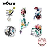 925 Silver Butterfly & Flower Bird Charm Beads Pendant for Bracelet