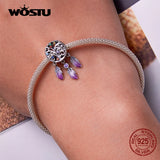 925 Silver Tree Of Life Dream Catcher Charm Beaded Feather Pendant