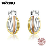 925 Silver Bicolor Earrings Women Jewelry CQE719