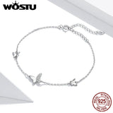 925 Silver Butterfly Bracelet Zircon Chain Link CQB197