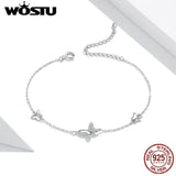 925 Silver Butterfly Bracelet Zircon Chain Link CQB197