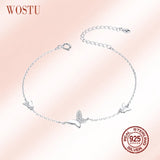 925 Silver Butterfly Bracelet Zircon Chain Link CQB197