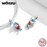 925 Sterling Silver Charm Shark Bikini Bead Wine Bottle Summer Enamel Pendant