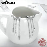 925 Silver Star Tassels Drop Earrings For Women