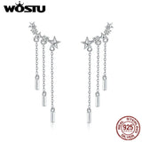 925 Silver Star Tassels Drop Earrings For Women