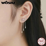925 Silver Star Tassels Drop Earrings For Women