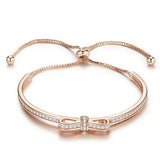 925 Sterling Silver Bowknot Adjustable Bracelet Bangle CQB108