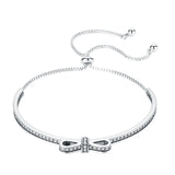 925 Sterling Silver Bowknot Adjustable Bracelet Bangle CQB108