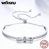 925 Sterling Silver Bowknot Adjustable Bracelet Bangle CQB108