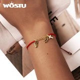 925 Sterling Silver Plated Red Bracelet Women Fine Jewelry