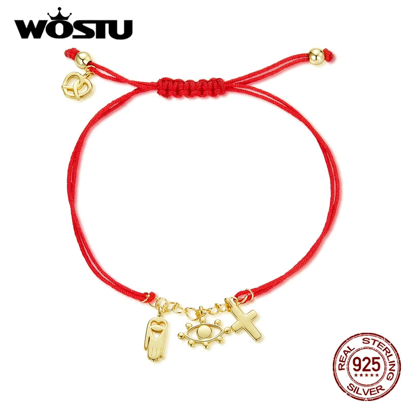 925 Sterling Silver Plated Red Bracelet Women Fine Jewelry