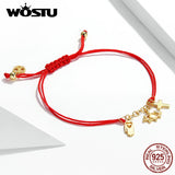 925 Sterling Silver Plated Red Bracelet Women Fine Jewelry