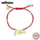 925 Sterling Silver Plated Red Bracelet Women Fine Jewelry