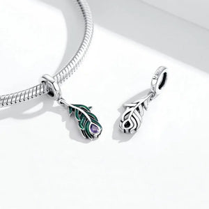 925 Sterling Silver Feather Charms Pendant For Women Making Bracelets Necklace