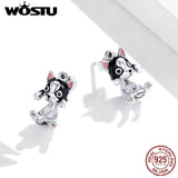 925 Silver Puppy Stud Earrings Animal Women Jewelry Gift Brincos