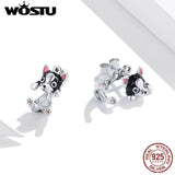 925 Silver Puppy Stud Earrings Animal Women Jewelry Gift Brincos