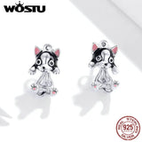 925 Silver Puppy Stud Earrings Animal Women Jewelry Gift Brincos