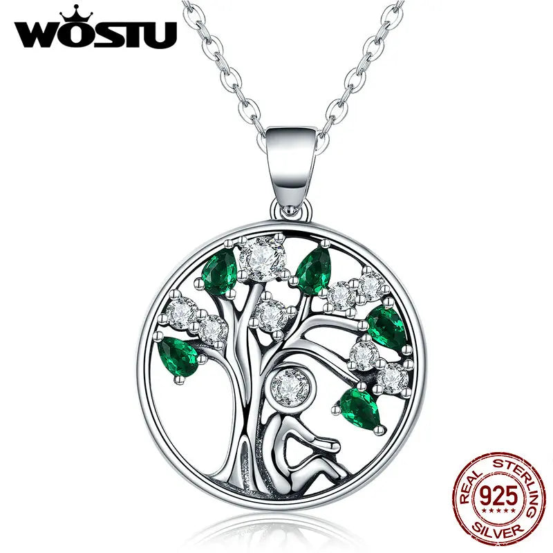 925 Sterling Silver Tree Pendant Necklace for Women