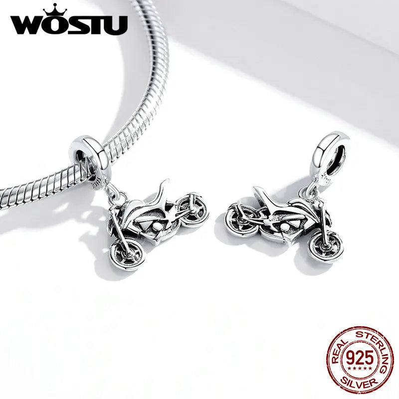 Sterling Silver Arrival Sport Autocycle Beads Charm Pendant