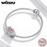 925 Silver Magic Carriage Pink CZ Beads Pendant DIY Jewelry Accessory