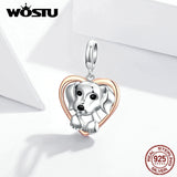 925 Sterling Silver Puppy Retro Vintage Charms for Bracelet Necklace DIY