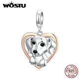 925 Sterling Silver Puppy Retro Vintage Charms for Bracelet Necklace DIY