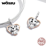 925 Sterling Silver Puppy Retro Vintage Charms for Bracelet Necklace DIY