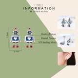 925 Silver Heart Robot Stud Earrings Original Jewelry FIE477