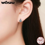 925 Silver Heart Robot Stud Earrings Original Jewelry FIE477
