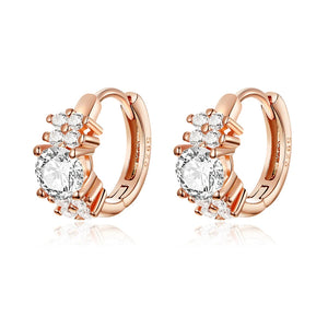 925 Silver Petals Hoop Earrings Rose Small Women Wedding Jewelry