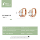925 Silver Petals Hoop Earrings Rose Small Women Wedding Jewelry