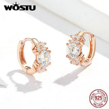 925 Silver Petals Hoop Earrings Rose Small Women Wedding Jewelry