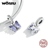 925 Silver Butterfly Dangle Charm Pendant for DIY Jewelry