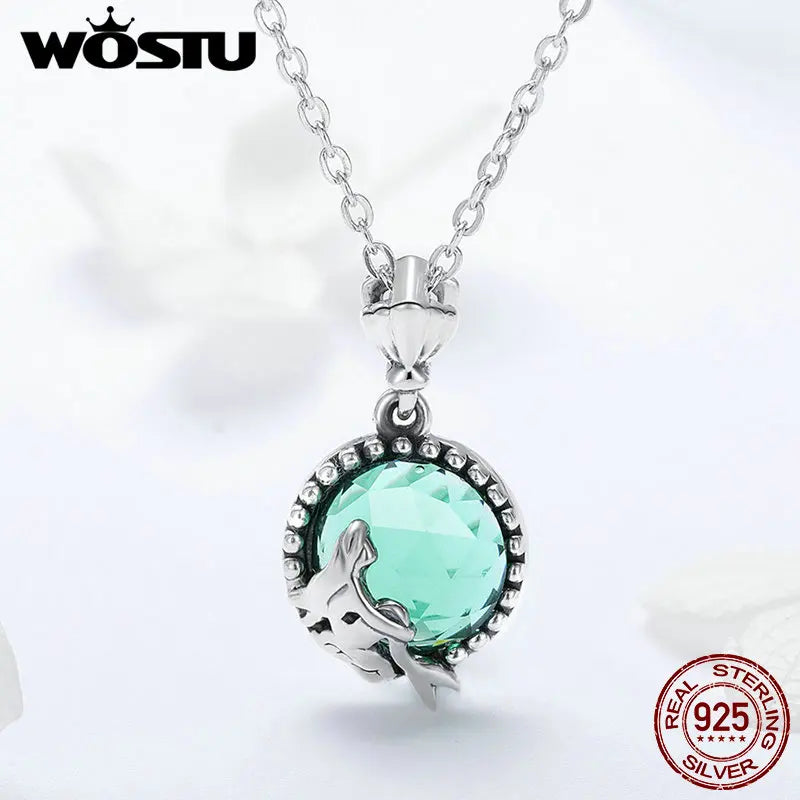 925 Silver Mermaid Pendant Choker Necklace For Women kolye Jewelry