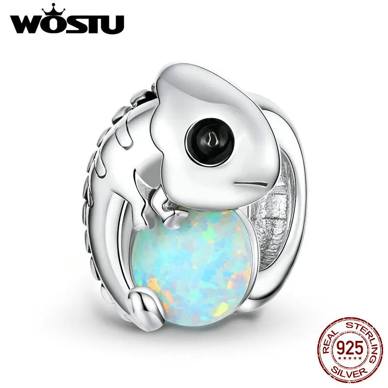 925 Sterling Silver Chameleon Opal Beads Charms for Women Bracelets