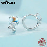 925 Silver Fox Ear Clips Moonstone Hoop Earrings