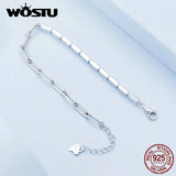 925 Silver Chain Zircon Bracelet Square CZ Women Jewelry Gift