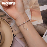 925 Silver Chain Zircon Bracelet Square CZ Women Jewelry Gift