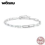 925 Silver Chain Zircon Bracelet Square CZ Women Jewelry Gift