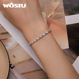 925 Silver Chain Zircon Bracelet Square CZ Women Jewelry Gift