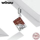 925 Silver Chocolate Love Charm CZ Bead Pendant